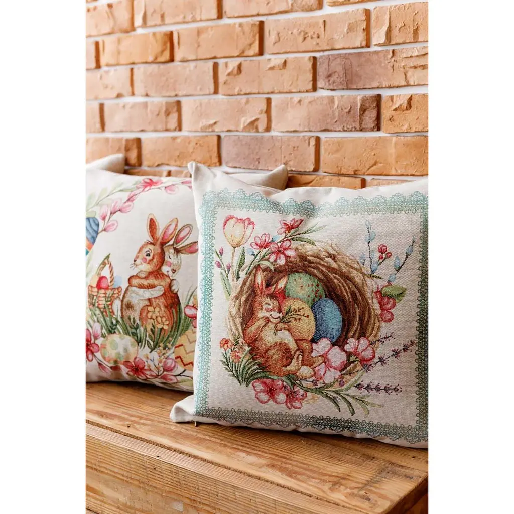 Подушка декоративна Прованс Злагода Зайчик в кошику 45х45 см (34258) - фото 2