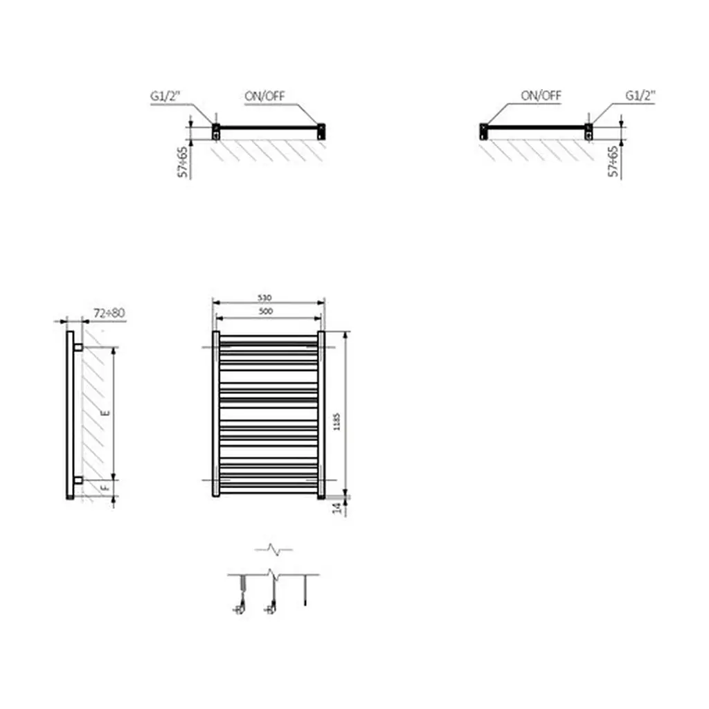 Сушарка для рушників Terma 1185x530 Marlin One (WWMRN118053KS96E8P) - фото 3