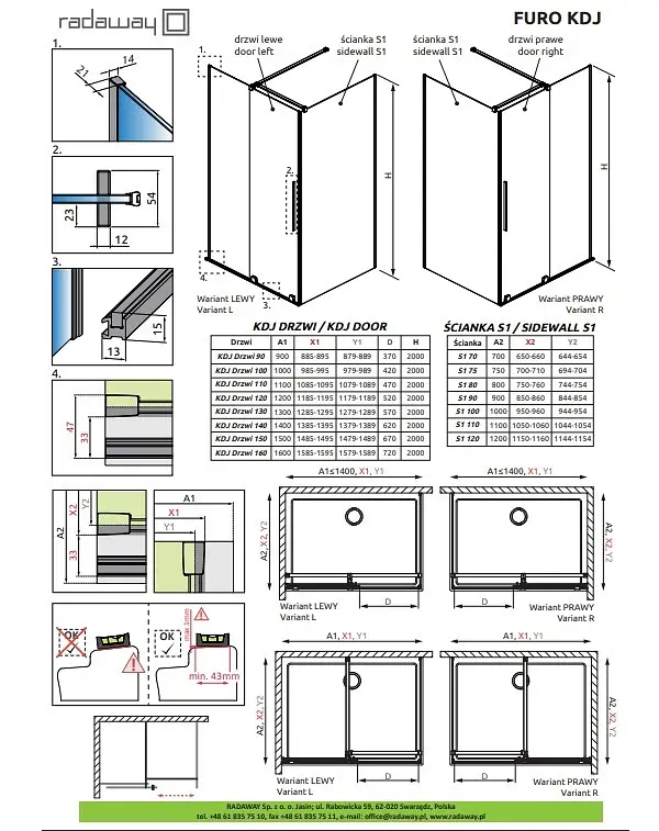 Душові двері Radaway Furo Gold KDJ 62,2x200 прозоре скло, золото (10104622-09-01L) - фото 10