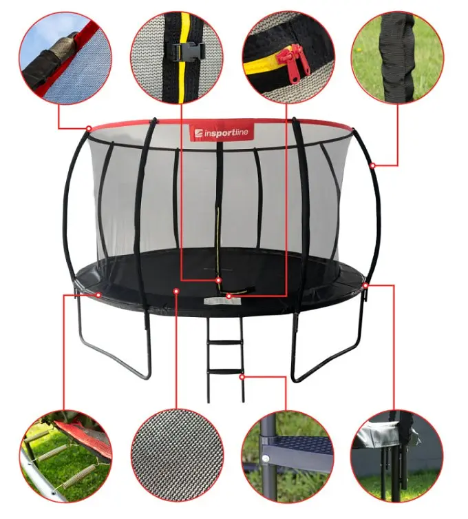 Батут із внутрішньою сіткою inSPORTline Flea PRO 366 см чорний (23880) - фото 2