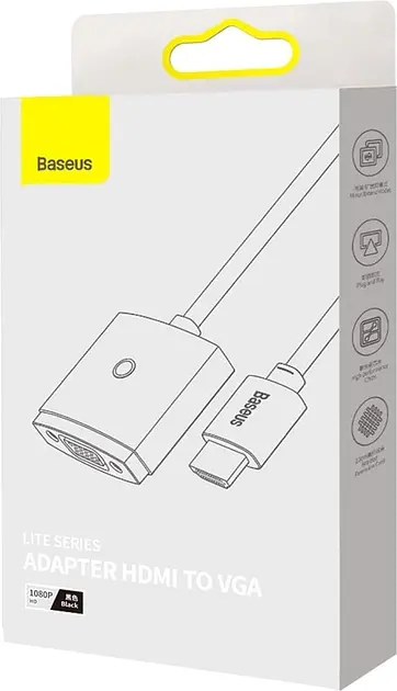 Кабель Baseus Lite Series Adapter HDMI to VGA WKQX010001 Black - фото 4