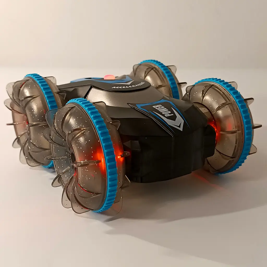 Машинка перевертень на радіокеруванні Amphibious Stunt Car. Плаває у воді. Світиться. Прозорі колеса - фото 15