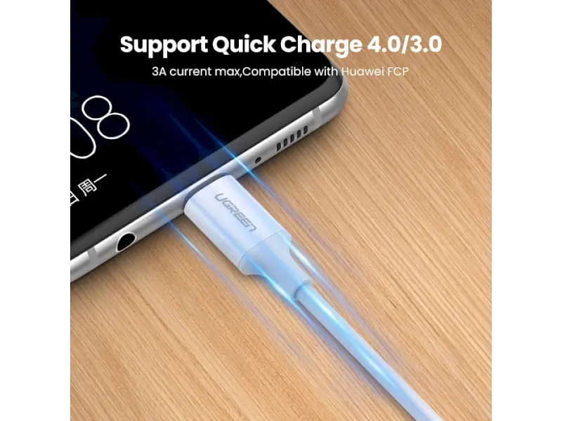 Кабель USB Type-C UGREEN US264 Type-C to Type-C PD QC4.0 60W 2m White (60520) - фото 3