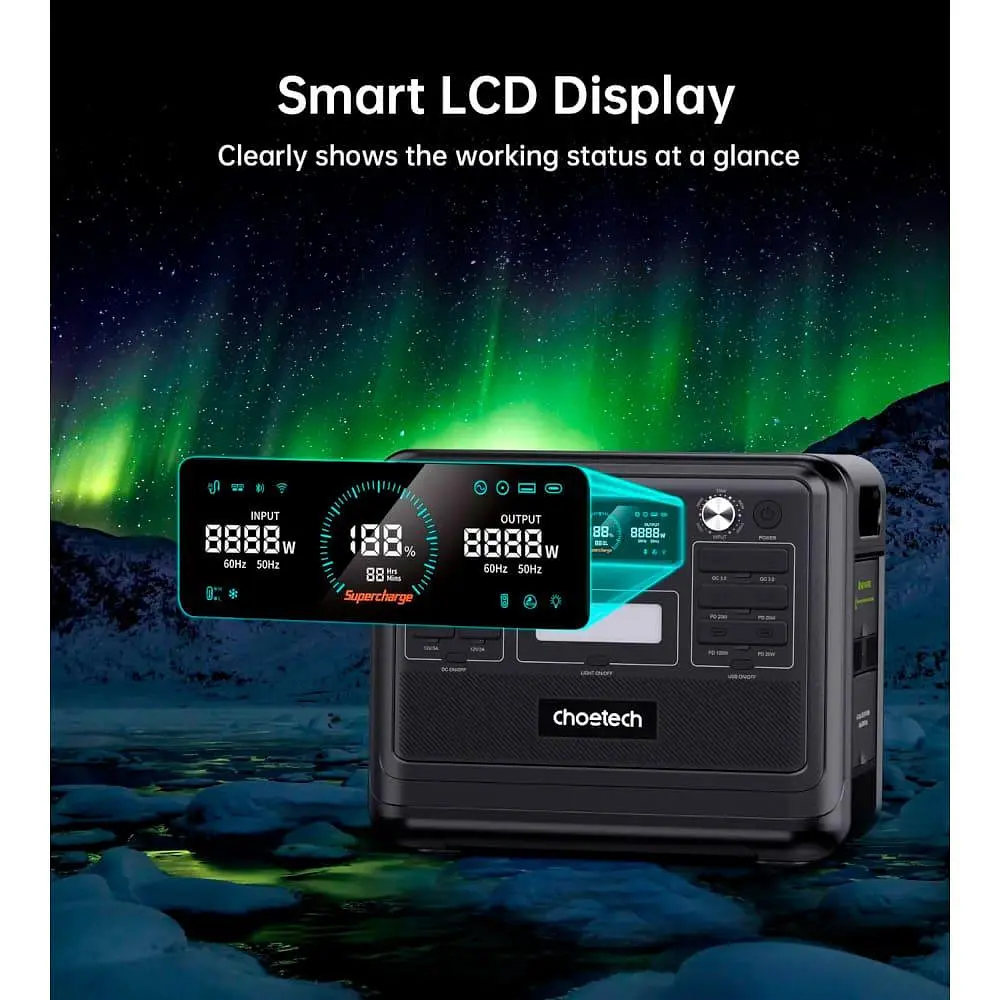 Зарядная станция Choetech BS008 / 2400 Вт / 2048 Вт/ч / LiFePO4 (BS008-BQB) - фото 10