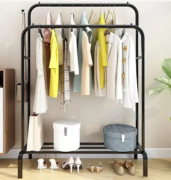 Подвійна стійка для одягу чорного кольору Double floor Hanger - фото 3