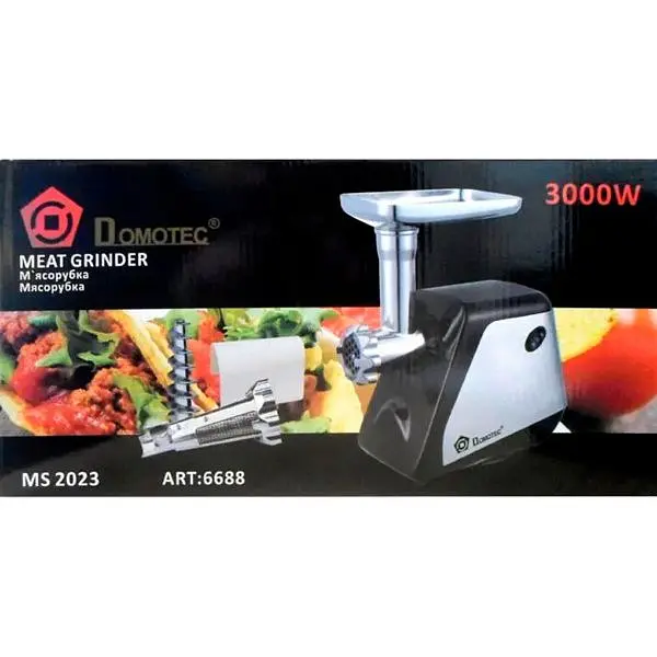 Електром'ясорубка Domotec MS-2023 3000W з соковижималкою і насадками для ковбас і кебе чорна (MS-2023_1840) - фото 7