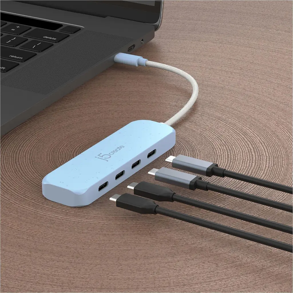 USB-хаб j5create JCH342EC-N USB-C на 2 USB-A/2 USB-C, голубой (JCH342EC-N) - фото 5