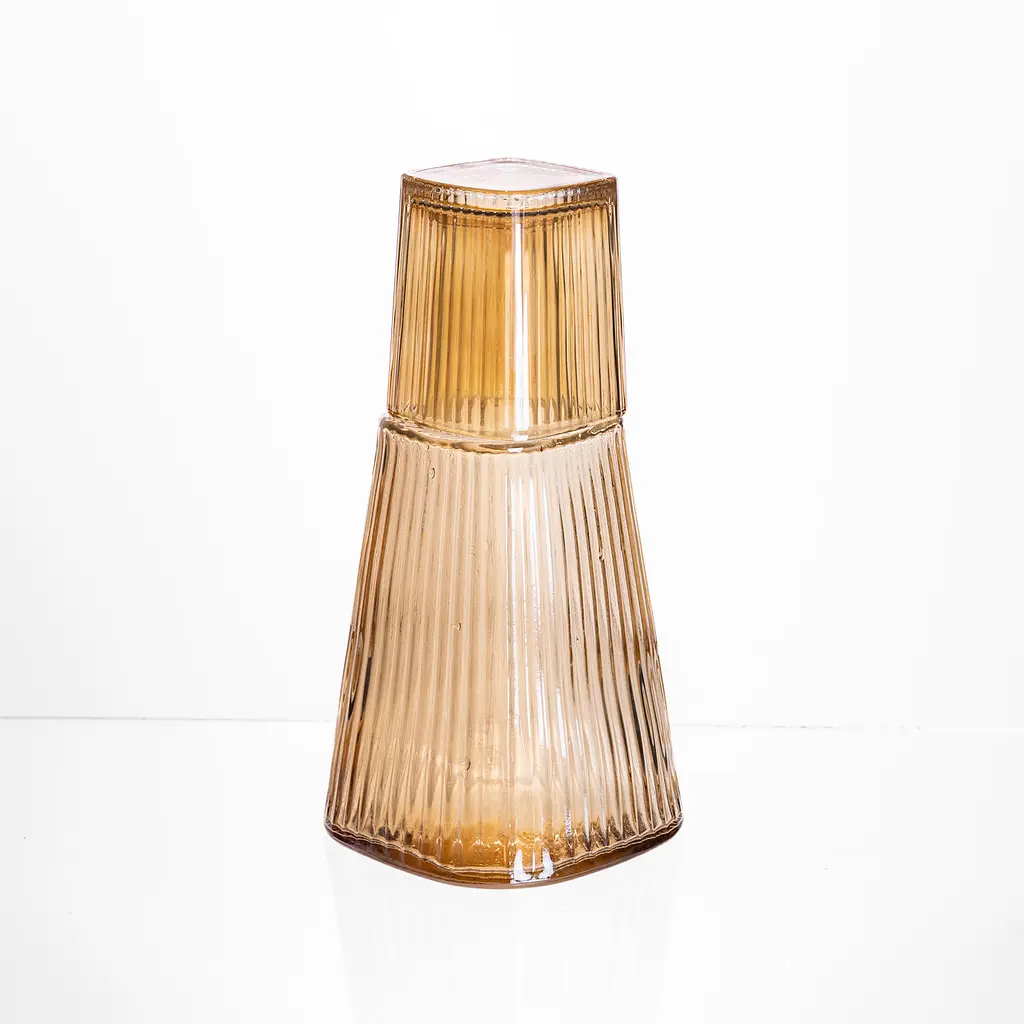 Кувшин для напитков 1 литр со стаканом 1 шт на 200 мл Коричневый Yiwu HP-19-PYF-2 - фото 3