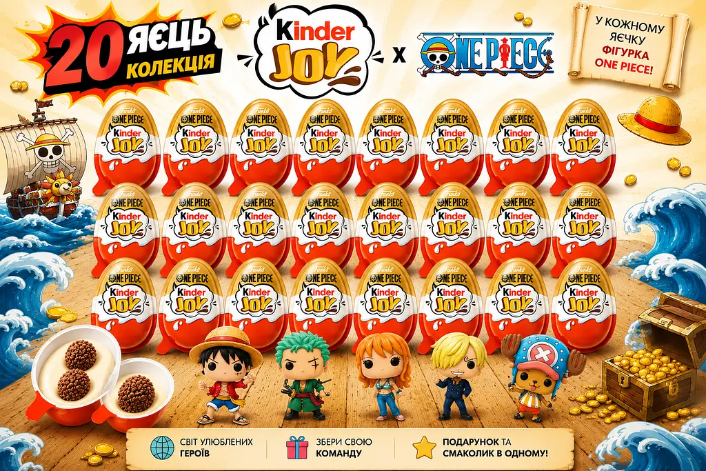 Набір 20 шт Kinder Joy One Piece Ван Піс (нова колекція)