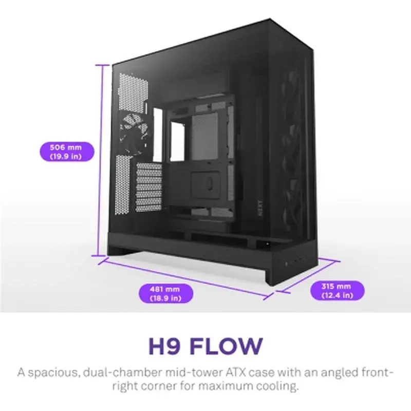 Корпус для ПК NZXT H9 Flow Dual-Chamber All Black (CM-H92FB-01) - фото 2