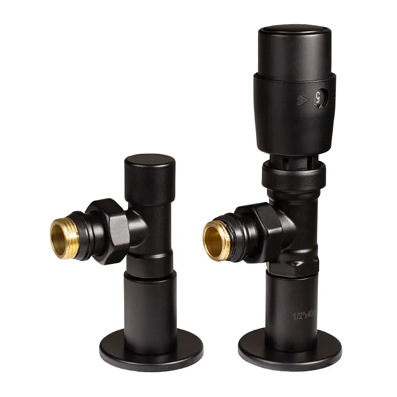 Дизайн крани радіаторні Ideale з термоголовкою 1/2”x1/2” ВЗ чорні кутові - фото 2