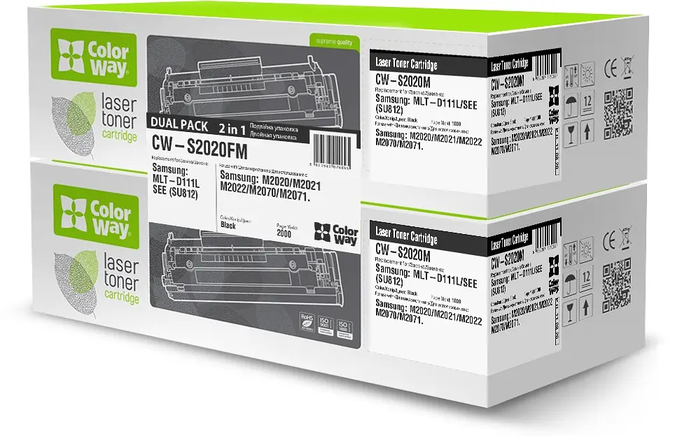 Картридж ColorWay Samsung MLT-D111S SL-M2020/2020W/2070/2070W/2070FW DUAL PACK (CW-S2020FM)