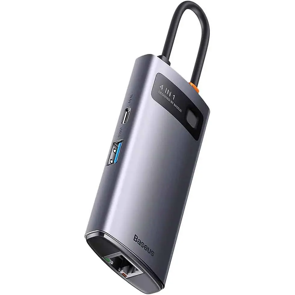 USB-Хаб Baseus USB-HubBaseus Metal Gleam Series 4-in-1 Multifunctional Type-C HUB Docking Station Gray （Type-C to U (WKWG070113) - фото 4