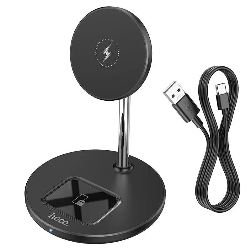 Бездротовий ЗП HOCO S23 Volant Magnetic MagSafe 2-in-1 15 W магнітна підставка - фото 2