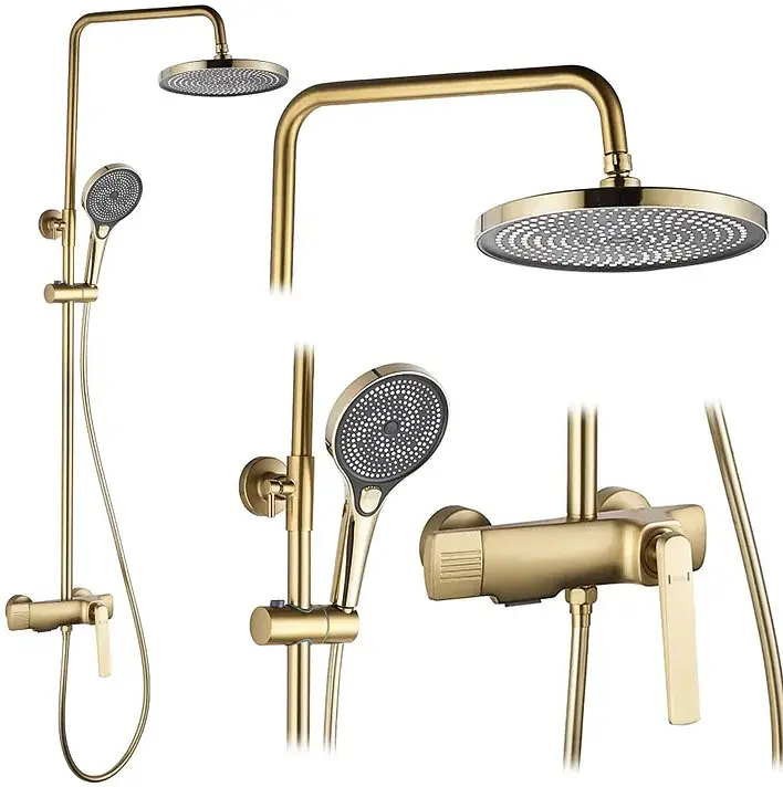 Душова система Rea Rebel brushed gold з виливом REA-P2414, Золотий - фото 5