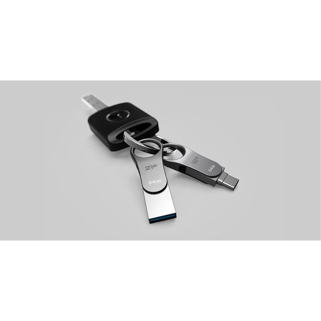USB флеш-накопичувач Silicon Power Mobile C80 64GB USB-A 3.2 Gen 1 / USB-C Silver (SP064GBUC3C80V1S) [134403] - фото 6