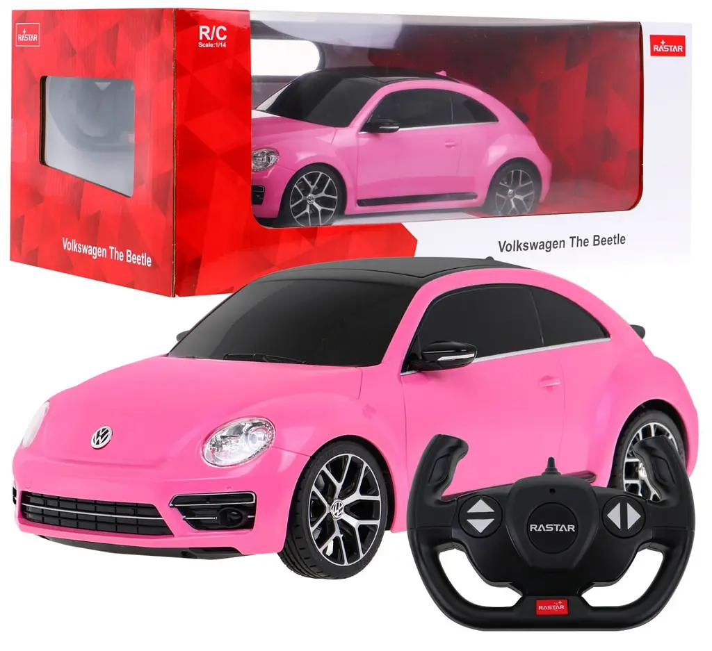 Машинка Volkswagen Beetle розовый RASTAR модель 1:14 Автомобиль на дистанционном управлении + пульт - фото 1