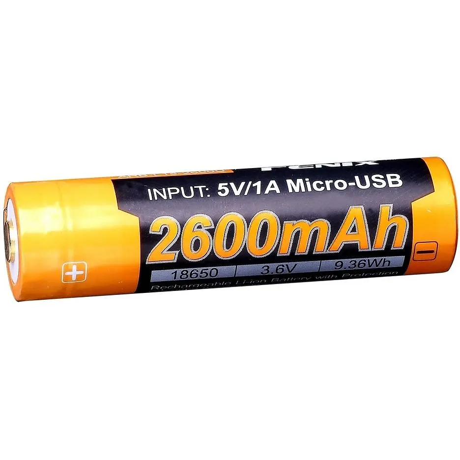Акумулятор Fenix 18650 (2600 mAh) micro usb зарядка - фото 5