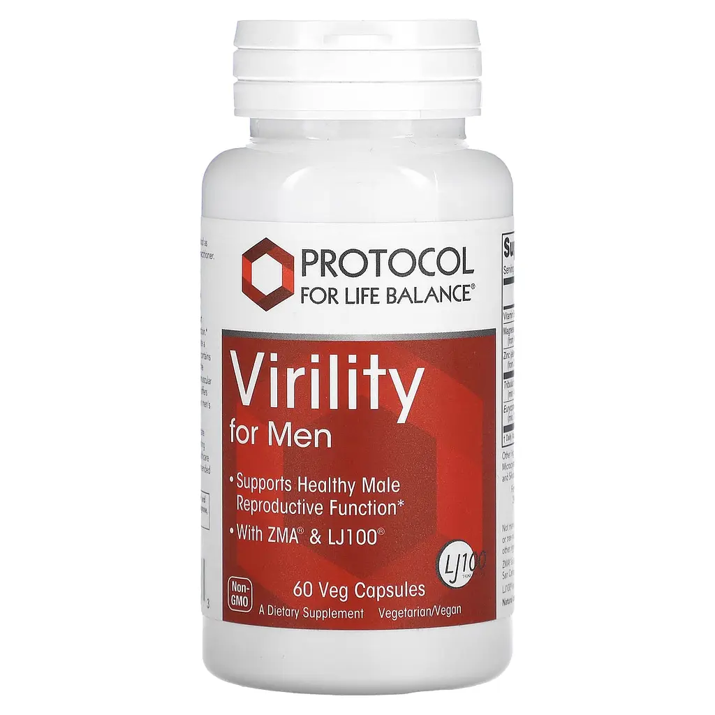 Репродуктивне здоров'я чоловіків, Virility For Men, 60 веганських капсул Protocol For Life Balance vit0002647