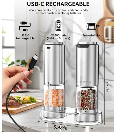 Млинок для спецій Circle Joy Electric Salt and Pepper Grinder Set - фото 3