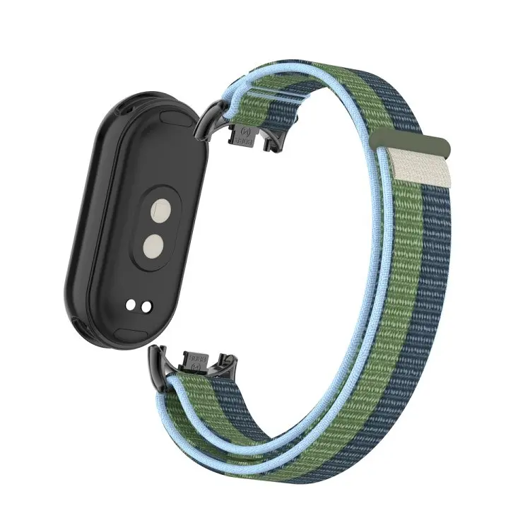 Ремінець Amazfeel для фітнес-браслета Mi Band 8 та 9 нейлоновий зелений та синій - фото 3