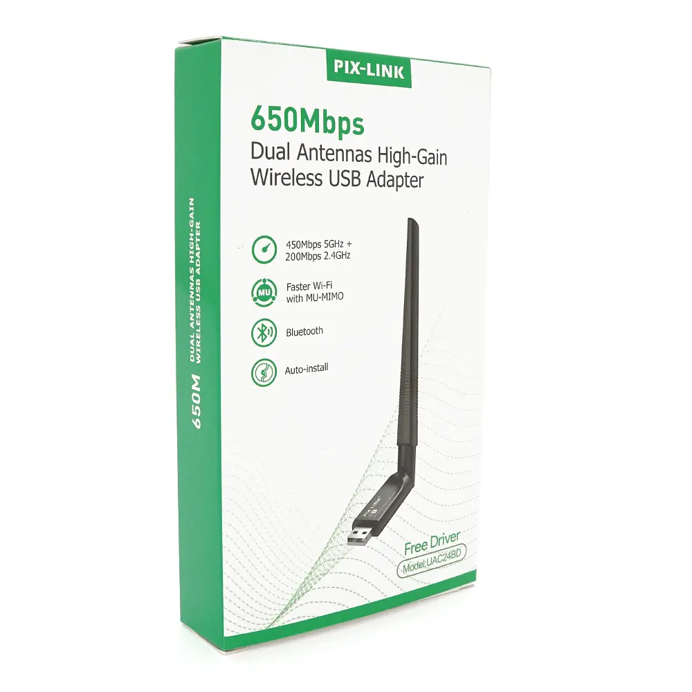 Бездротовий мережний адаптер Wi-Fi-USB LV-UAC24BD, RTL8811CU, Bluetooth, з антеною, 802.11 a/b/g/n, 650Mbps, Box - фото 2