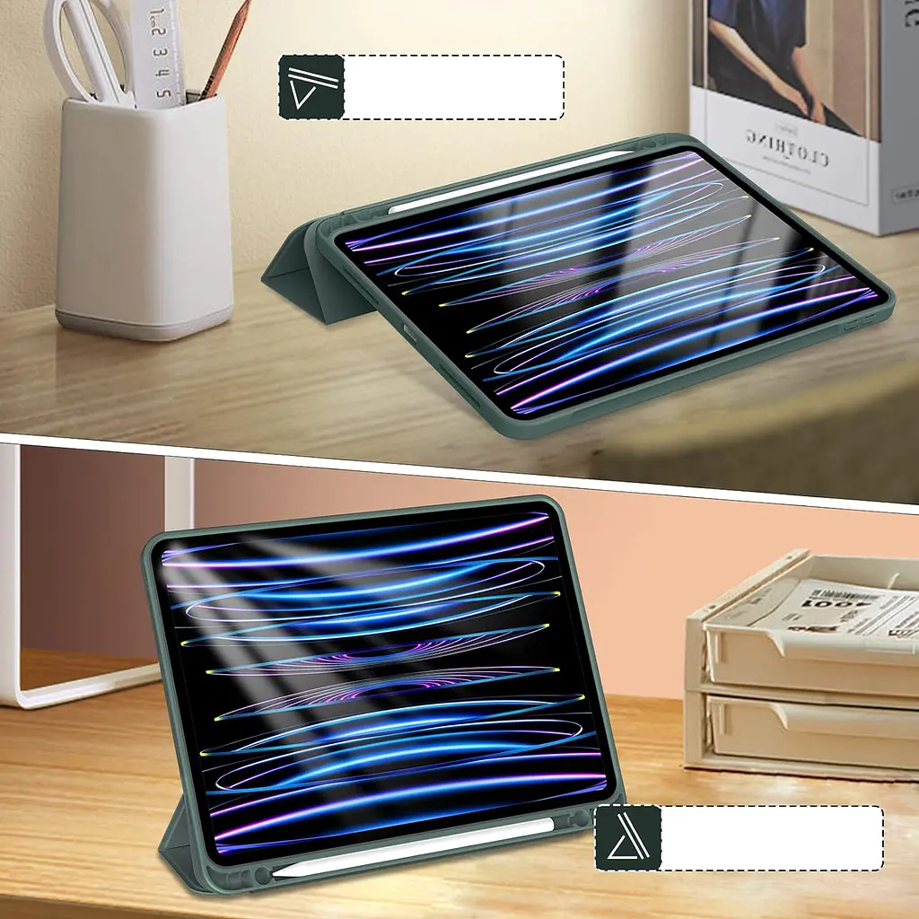 Чехол-книжка BeCover Tri Fold Soft TPU с креплением Apple Pencil для Apple iPad Pro 11 2020/2021/2022 Dark Green (711110) - фото 3