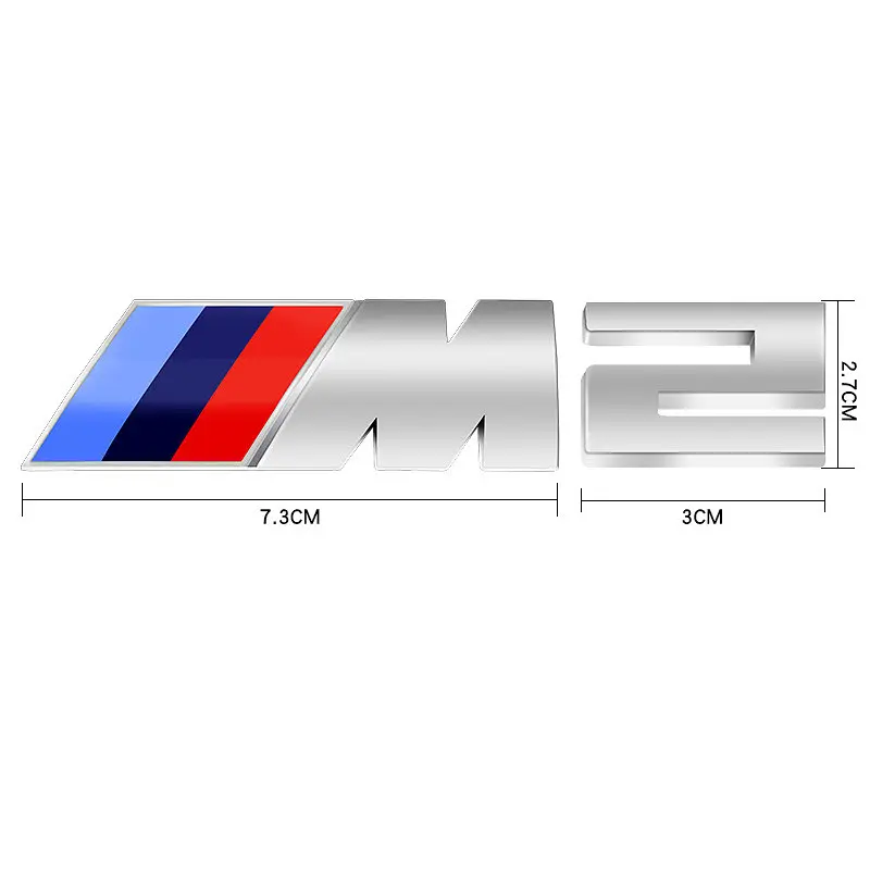 Емблема напис M2 для BMW хром 73х27 мм (емблема M)+30х27 мм (цифра) пластик (на скотчі) - фото 2