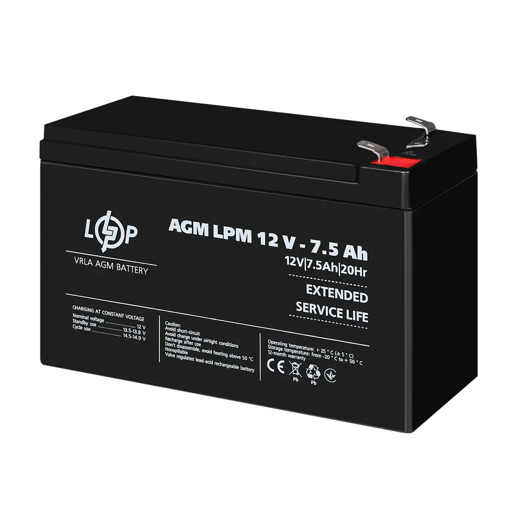 Аккумулятор AGM LPM 12V – 7.5 Ah - фото 3