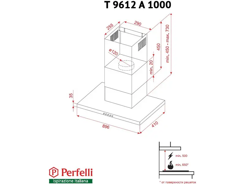 Витяжка Perfelli T 9612 A 1000 IV LED - фото 4