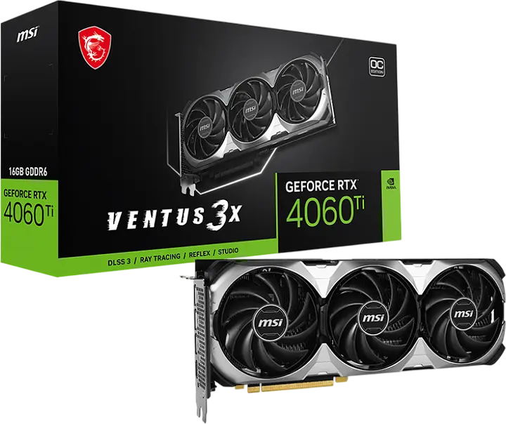 Відеокарта GeForce RTX 4060 Ti 16GB MSI Ventus 3X OC (RTX 4060 Ti VENTUS 3X 16G OC) Б/В - фото 3