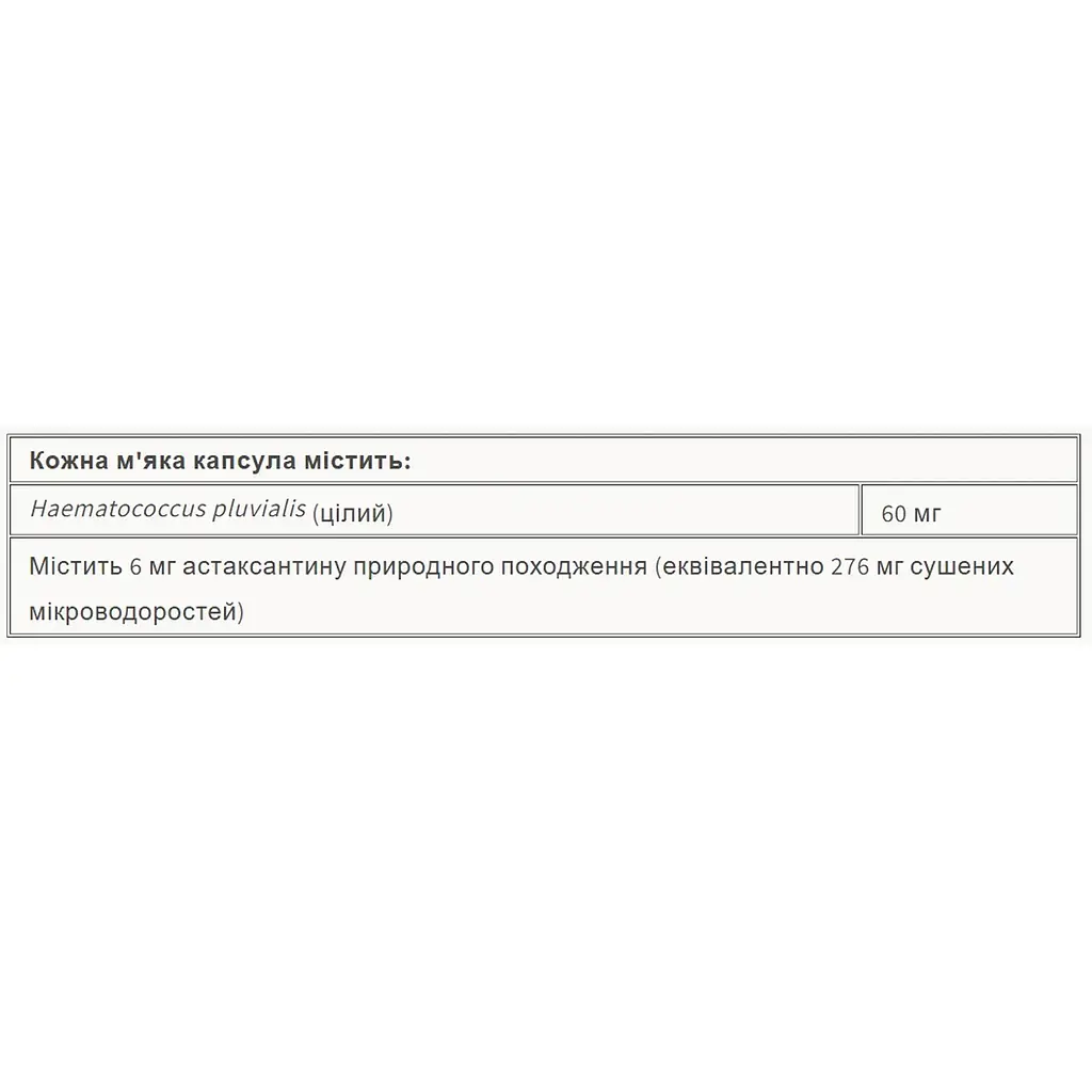 Астаксантин Natural Factors Astaxanthin 6 мг 60 м'яких капсул - фото 2