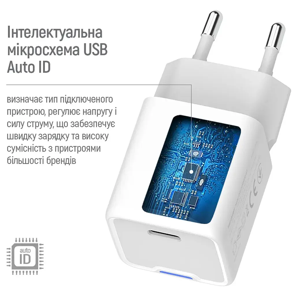 Зарядний пристрій ColorWay C101D GaN Mini 20W PD PPS USB-C + cable USB-C to Lightning white (CW-CHS059PDL-WT) - фото 10