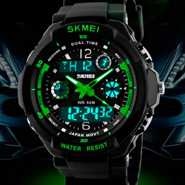 Наручний годинник чоловічий Skmei S-Shock Green 0931 Чорний (077) - фото 3