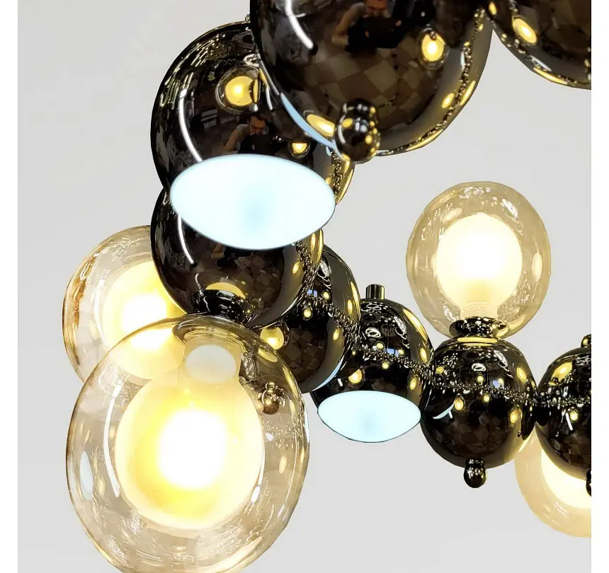 Велика дизайнерська люстра Artlight 1117/15 з 15 скляними плафонами-кулями та LED-підсвічуванням - фото 3
