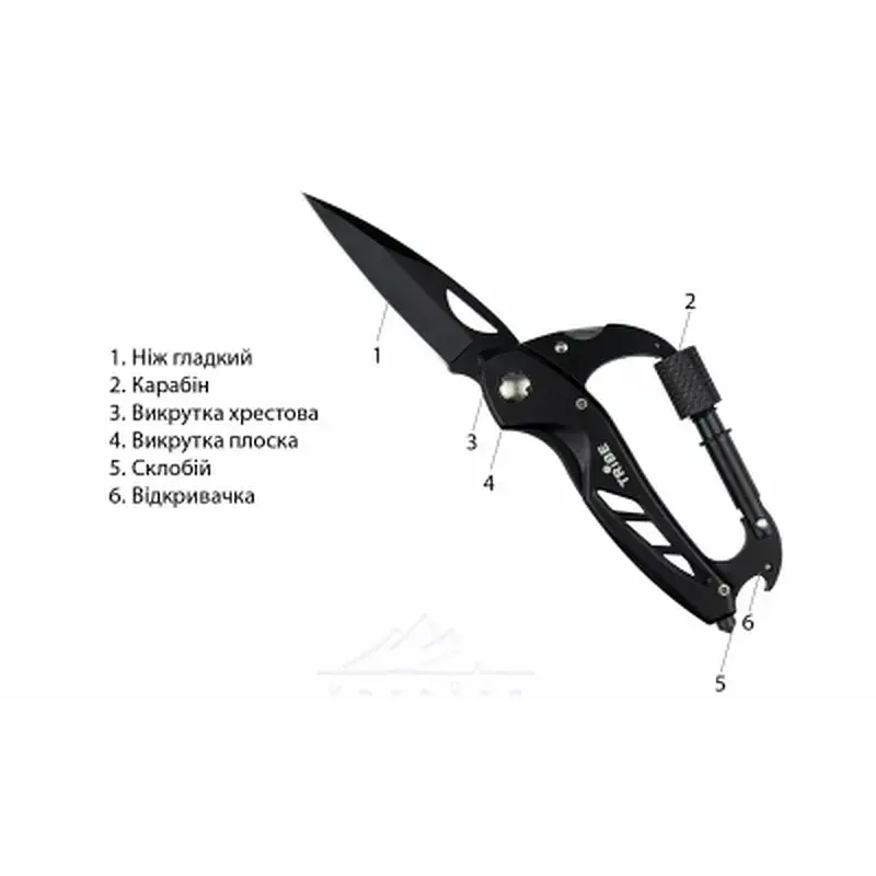 Ніж Tribe Carabiner Knife (T-MG-0014-black) - фото 7