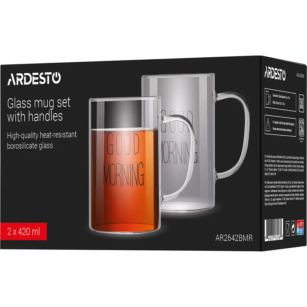 Набор чашек Ardesto Good Morning с ручками 420 мл 2 шт. (AR2642BMR) - фото 4