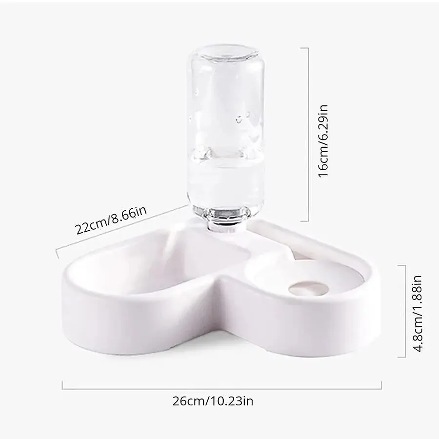 Миска для тварин Semi Animal Bowl 21см*22см*26см 500 мл кутова, White з автоматичною поїлкою - фото 10