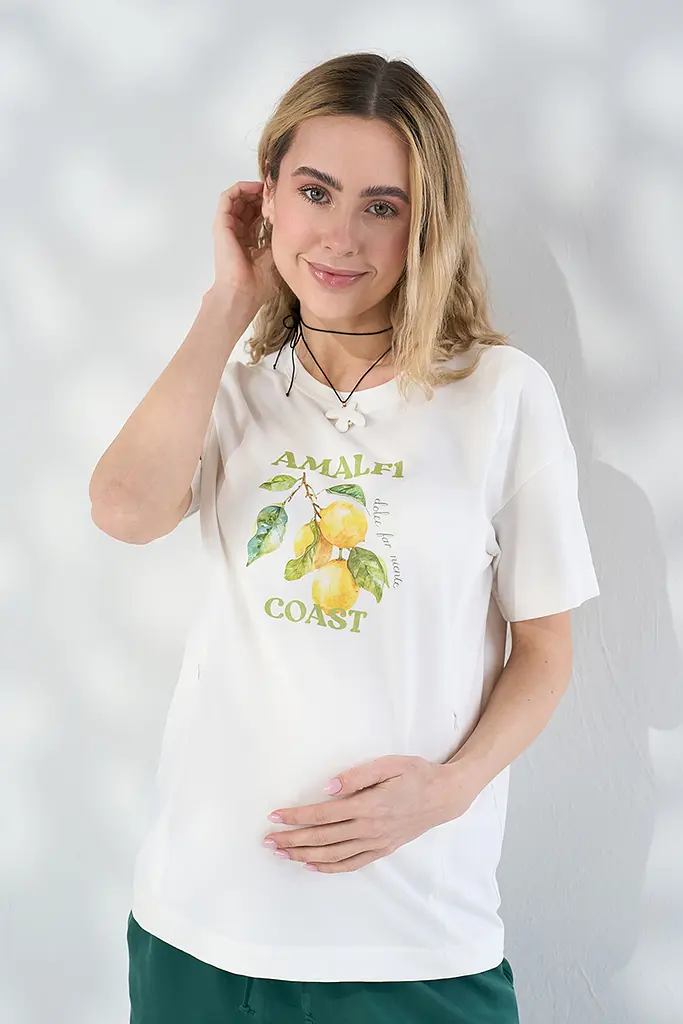 Футболка для вагітних та годуючих з блискавками для годування Dolce S Юла Мама молочний - фото 3