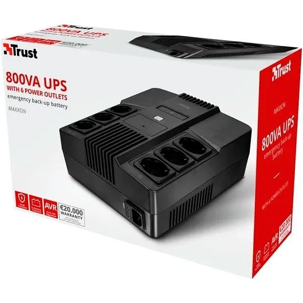 Источник бесперебойного питания (ИБП) Trust Maxxon 800VA UPS with 6 standard wall power outlets (23326) [91990] - фото 4
