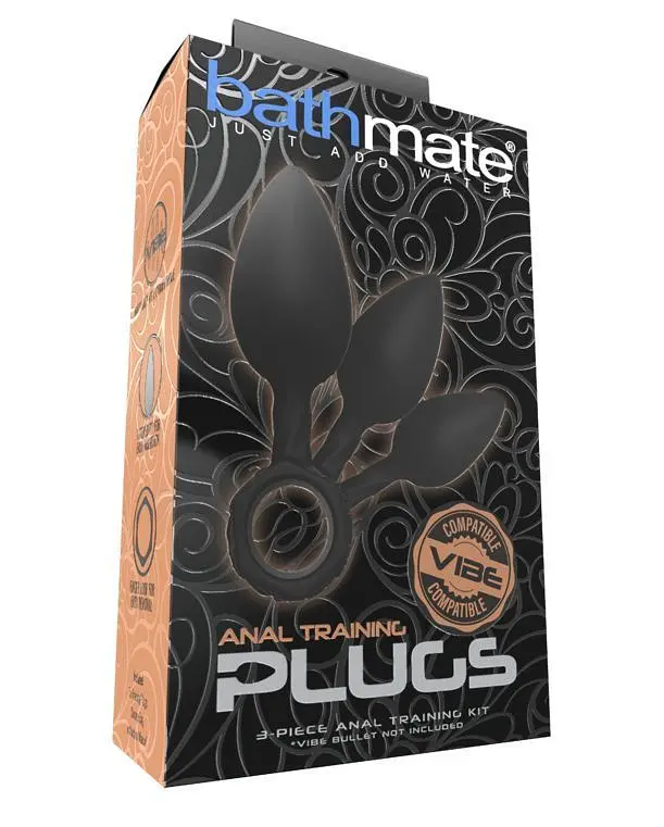 Набір анальних пробок Bathmate Anal Training Plugs, 3шт, чорний - фото 5