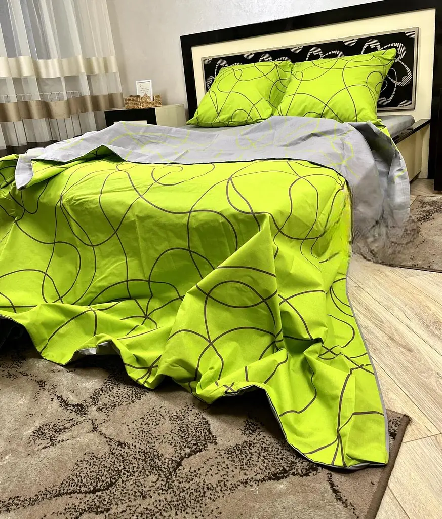 Постельное белье хлопок Петля Полутораспальное 150 x 220 Бязь Салатовое 70 х 70 - фото 2
