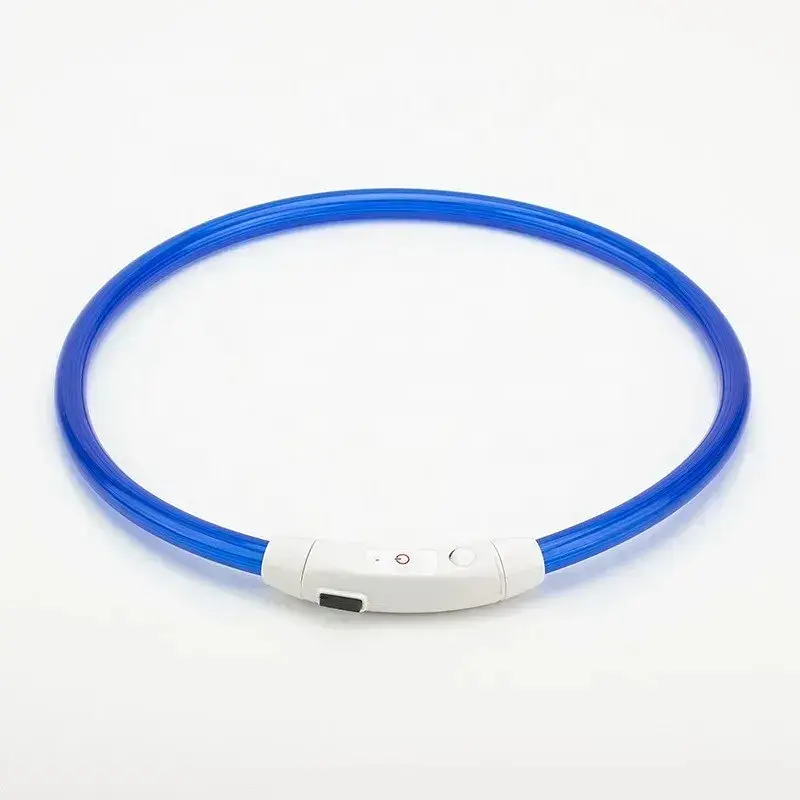 Светодиодный LED ошейник для собак с зарядкой USB, синий - фото 2