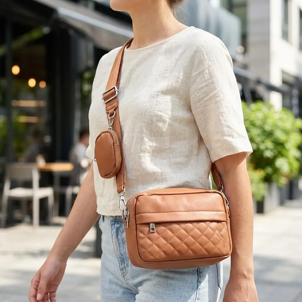 Жіноча сумка крос-боді з монетницею з екошкіри Vintage 22795 руда - фото 2