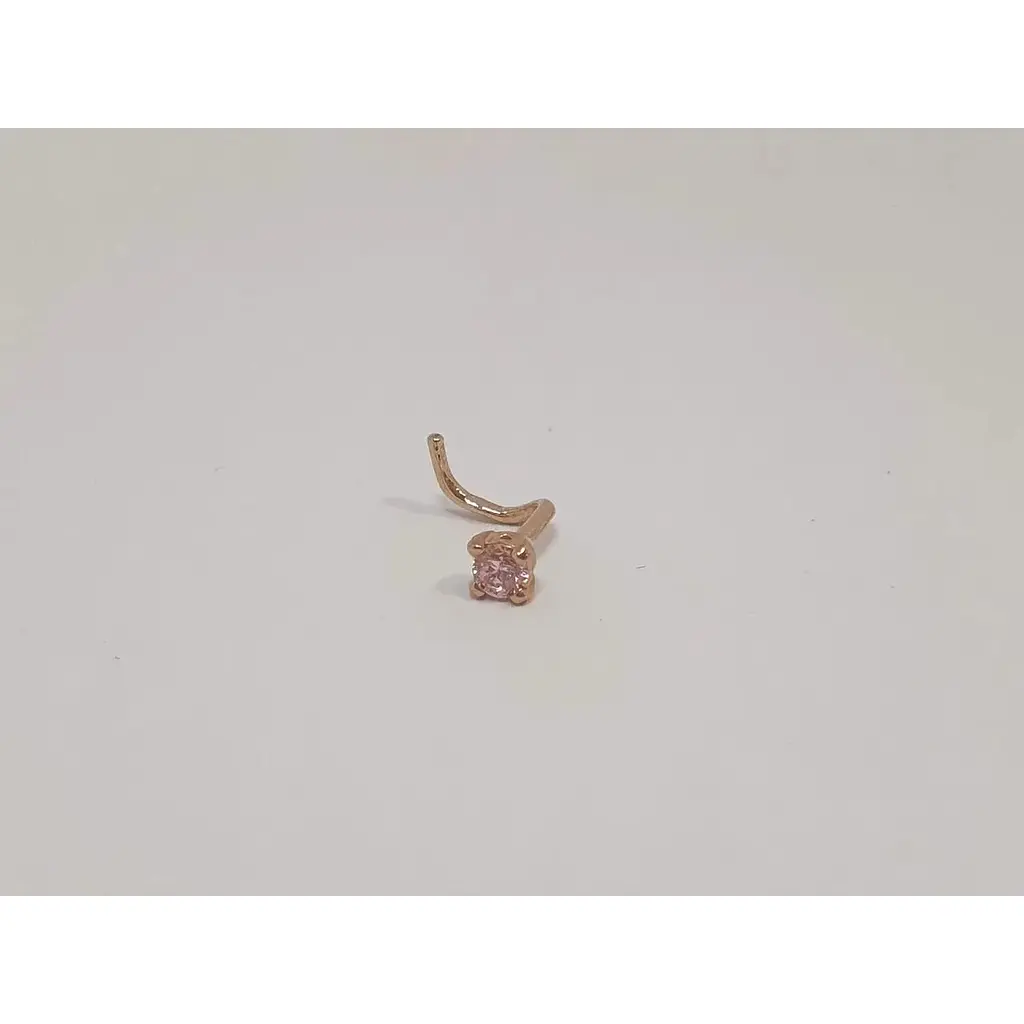 Золотая серьга-пирсинг в нос Dear с фианитом. 1017.1 Розовый (светлый) - фото 3