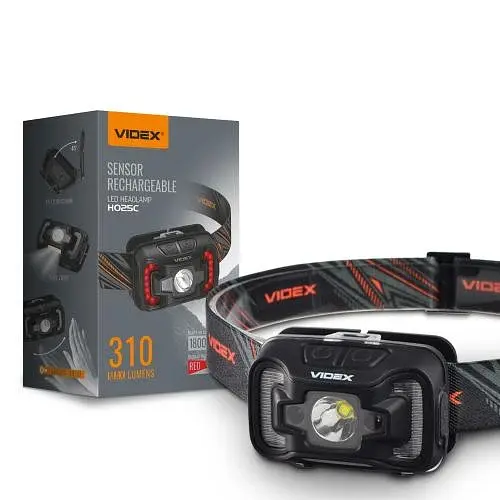 Ліхтар налобний Videx H025C, Black, 310 лм, 5000K, до 74 м, 7 режимів роботи, світлодіод CREE XTE 5W + COB, акумулятор (1800 mAh, незнімний), IP65, 96 г (VLF-H025C) - фото 2