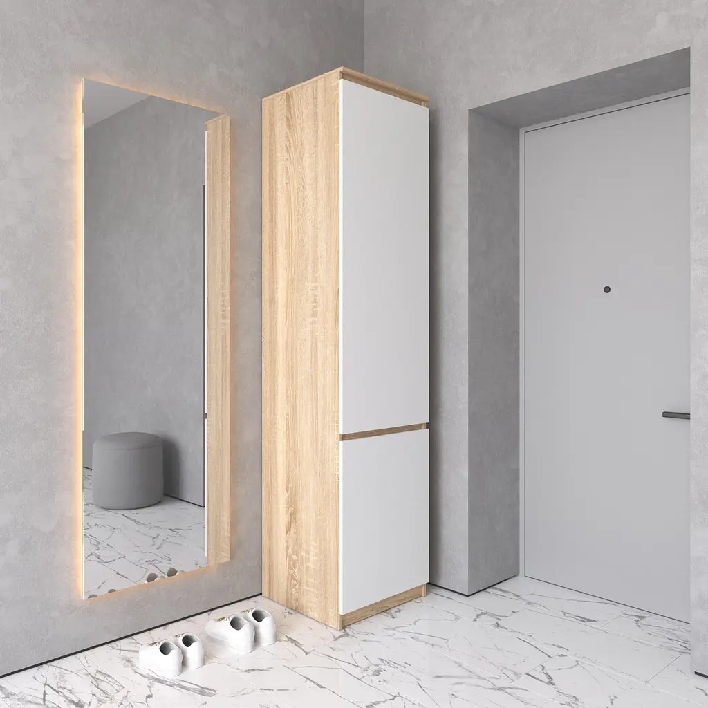 Шафа пенал Vays R-21, з полицями та штангою, без ручок, ЛДСП, 50×50×211 см - для одягу та взуття, в передпокій - фото 4