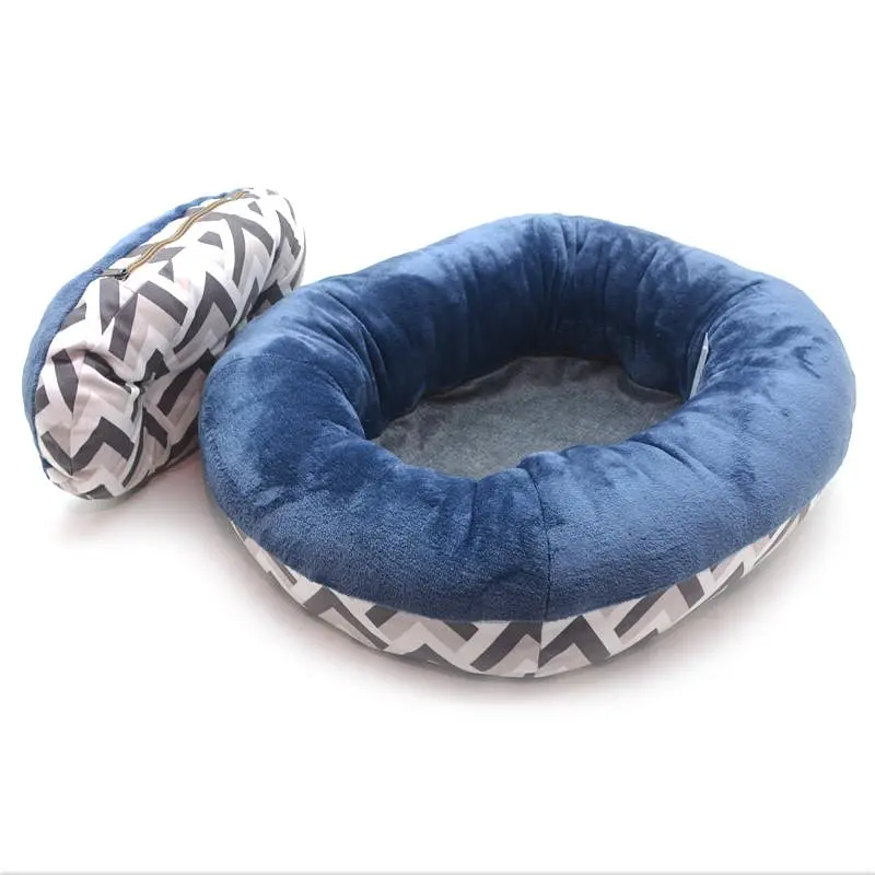 Лежак овальний для собак та котів Ложе Zoo-hunt синій №2 50х65х23 см - фото 3