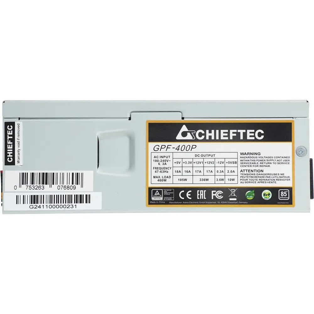 Блок живлення 400W Chieftec SMART GPF-400P 80 мм fan, >85%, TFX, bulk - фото 5
