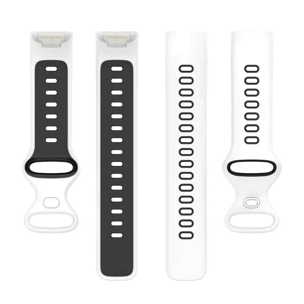 Силиконовый ремешок Primolux Sport для фитнес браслета Fitbit Charge 5/Charge 6 White Black/размер М - фото 5